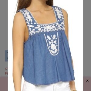 Lovers + friends embroidered denim tank